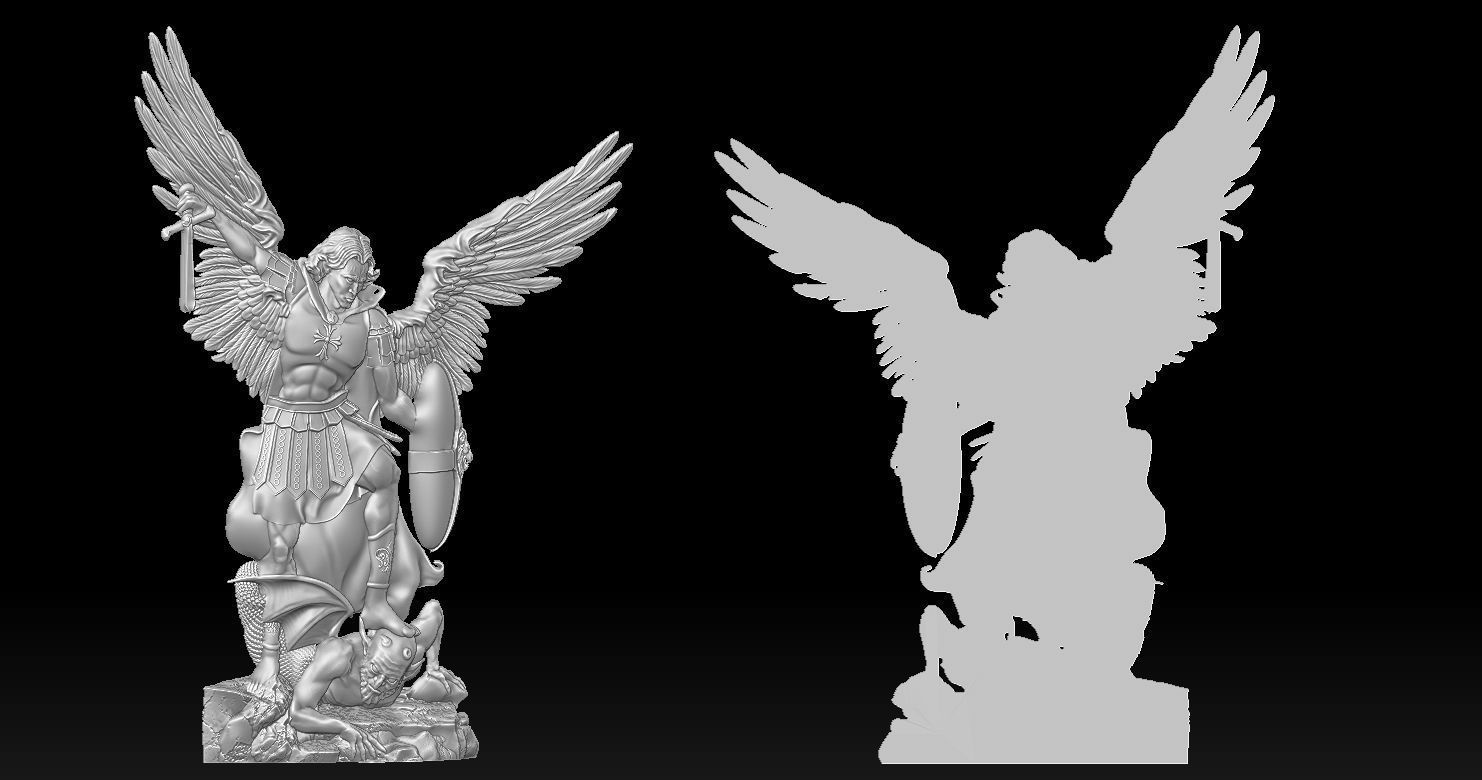 Archangel Michael Bas-Relief 2 3D print model 3D print model_1