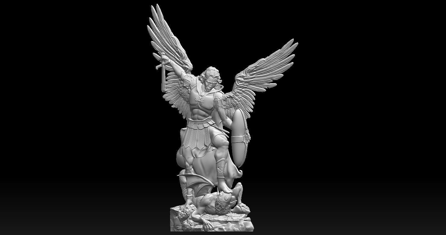 Archangel Michael Bas-Relief 2 3D print model 3D print model_5