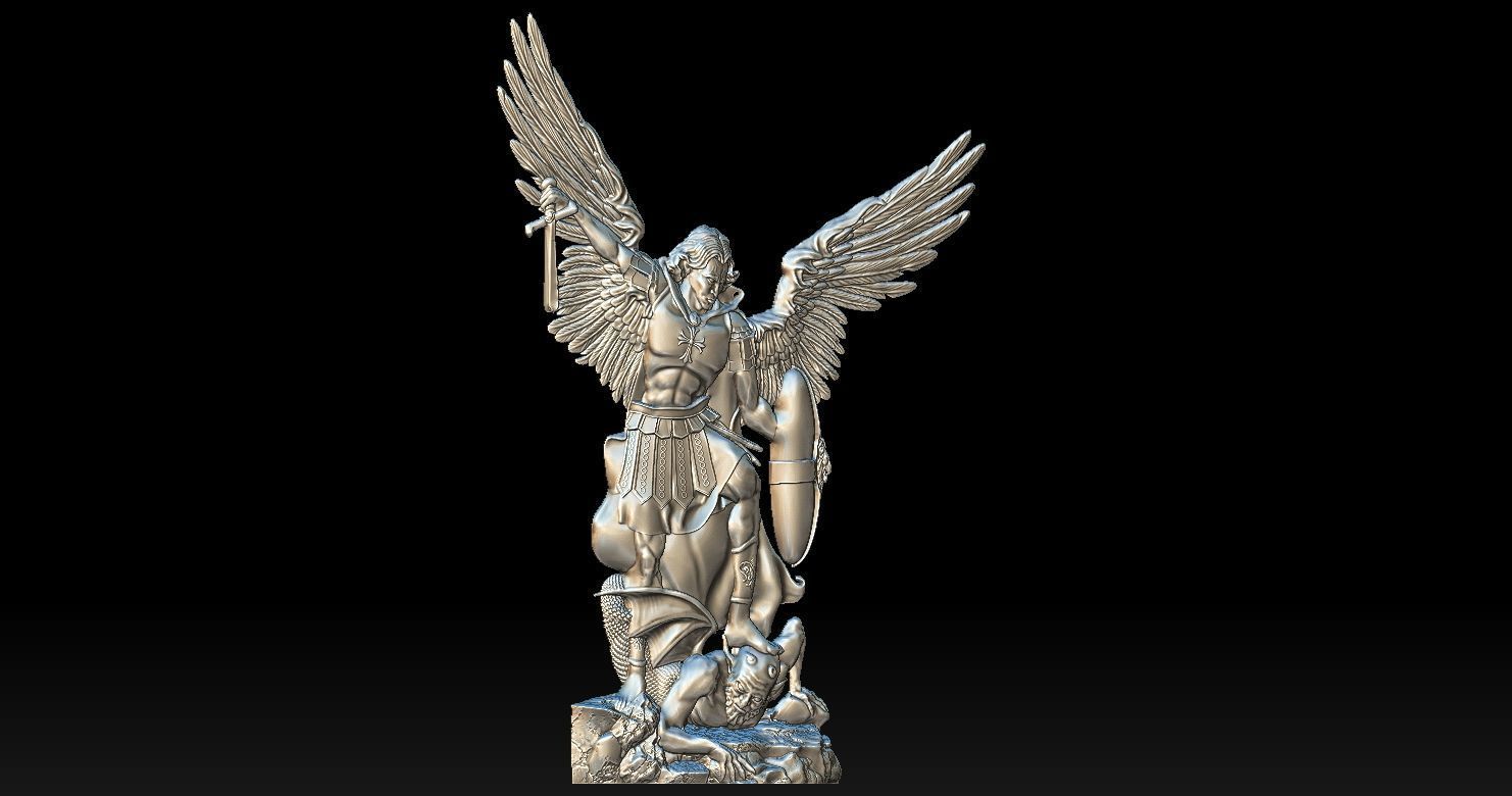 Archangel Michael Bas-Relief 2 3D print model 3D print model_7