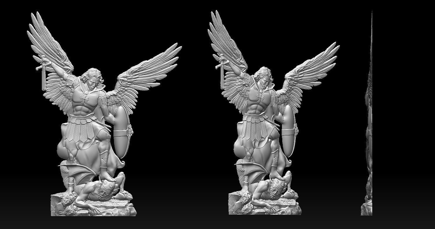 Archangel Michael Bas-Relief 2 3D print model 3D print model_3