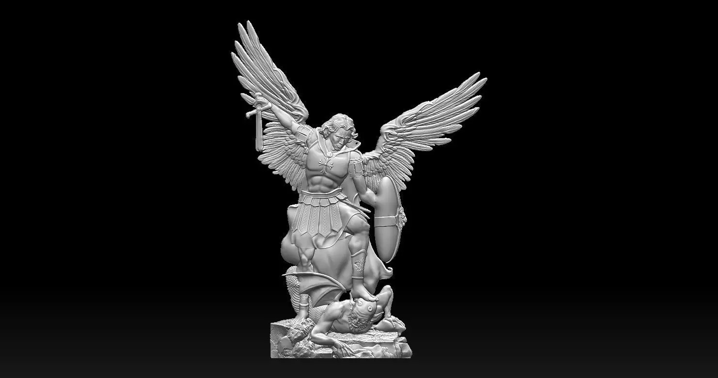 Archangel Michael Bas-Relief 2 3D print model 3D print model_0