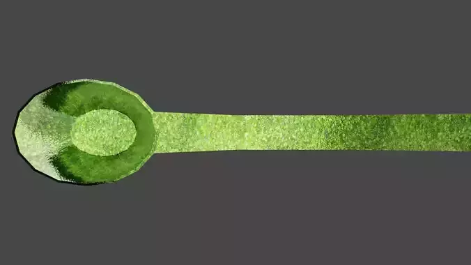 Metal spoon in color looks like moss