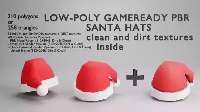 Santa Claus Christmas Hat - Low Poly 3D Model