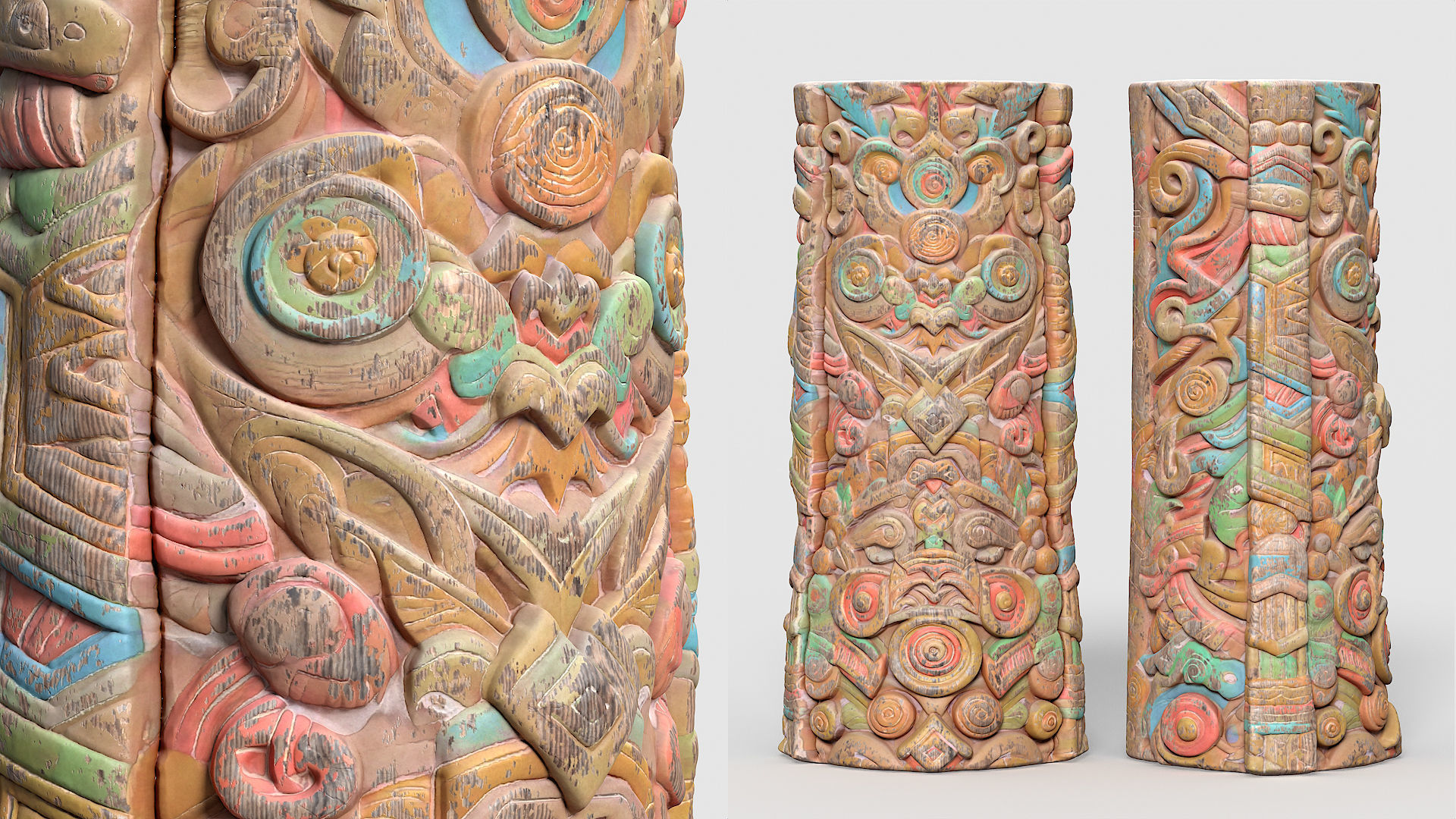 20 Modular Totem Poles - 241116 Low-poly 3D model_14