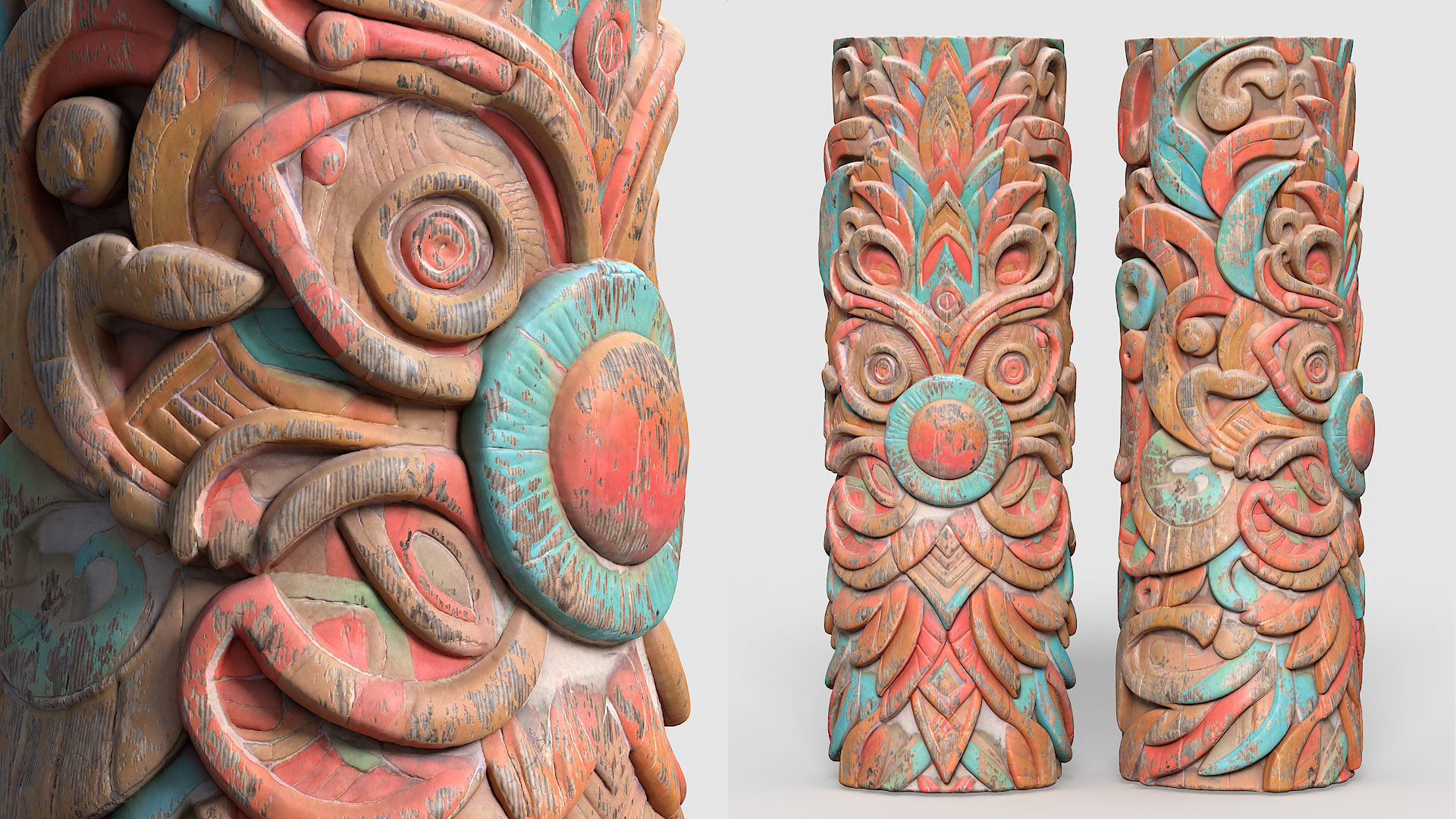 20 Modular Totem Poles - 241116 Low-poly 3D model_11