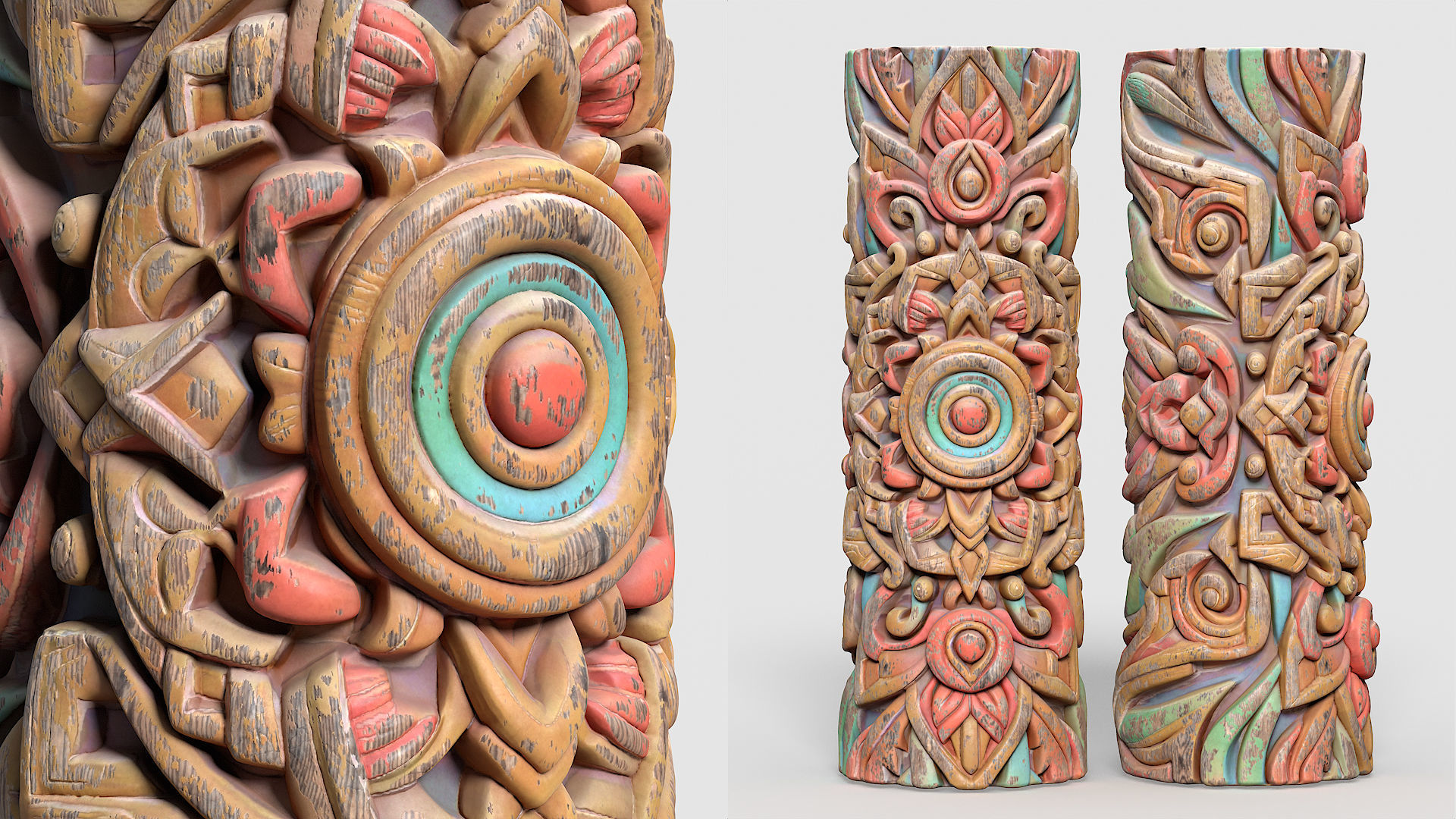 20 Modular Totem Poles - 241116 Low-poly 3D model_16