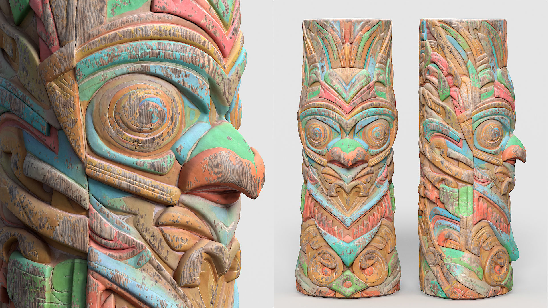 20 Modular Totem Poles - 241116 Low-poly 3D model_9