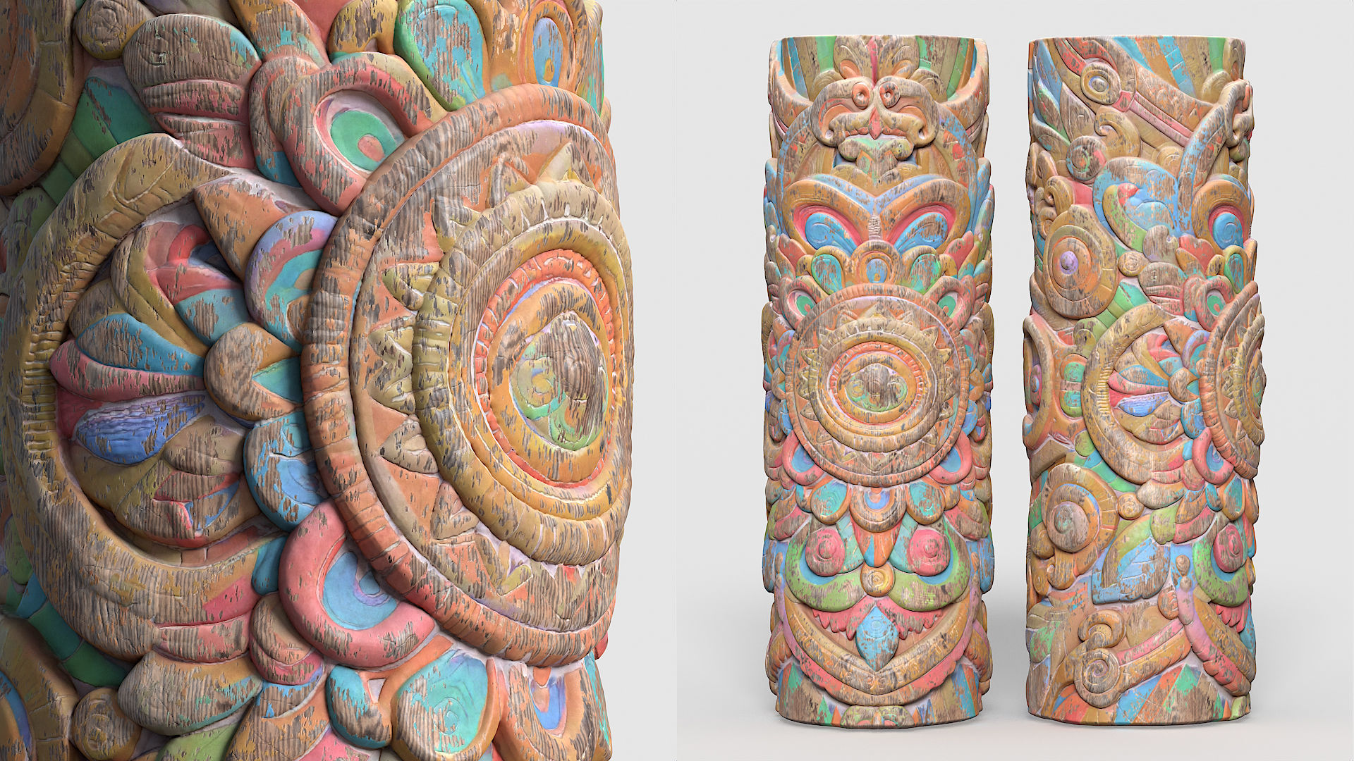 20 Modular Totem Poles - 241116 Low-poly 3D model_8
