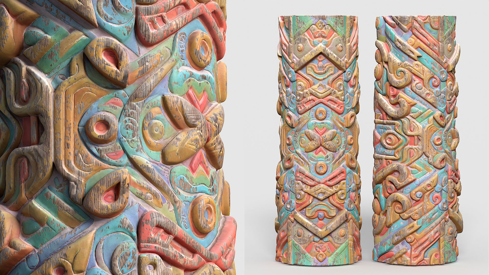 20 Modular Totem Poles - 241116 Low-poly 3D model_10