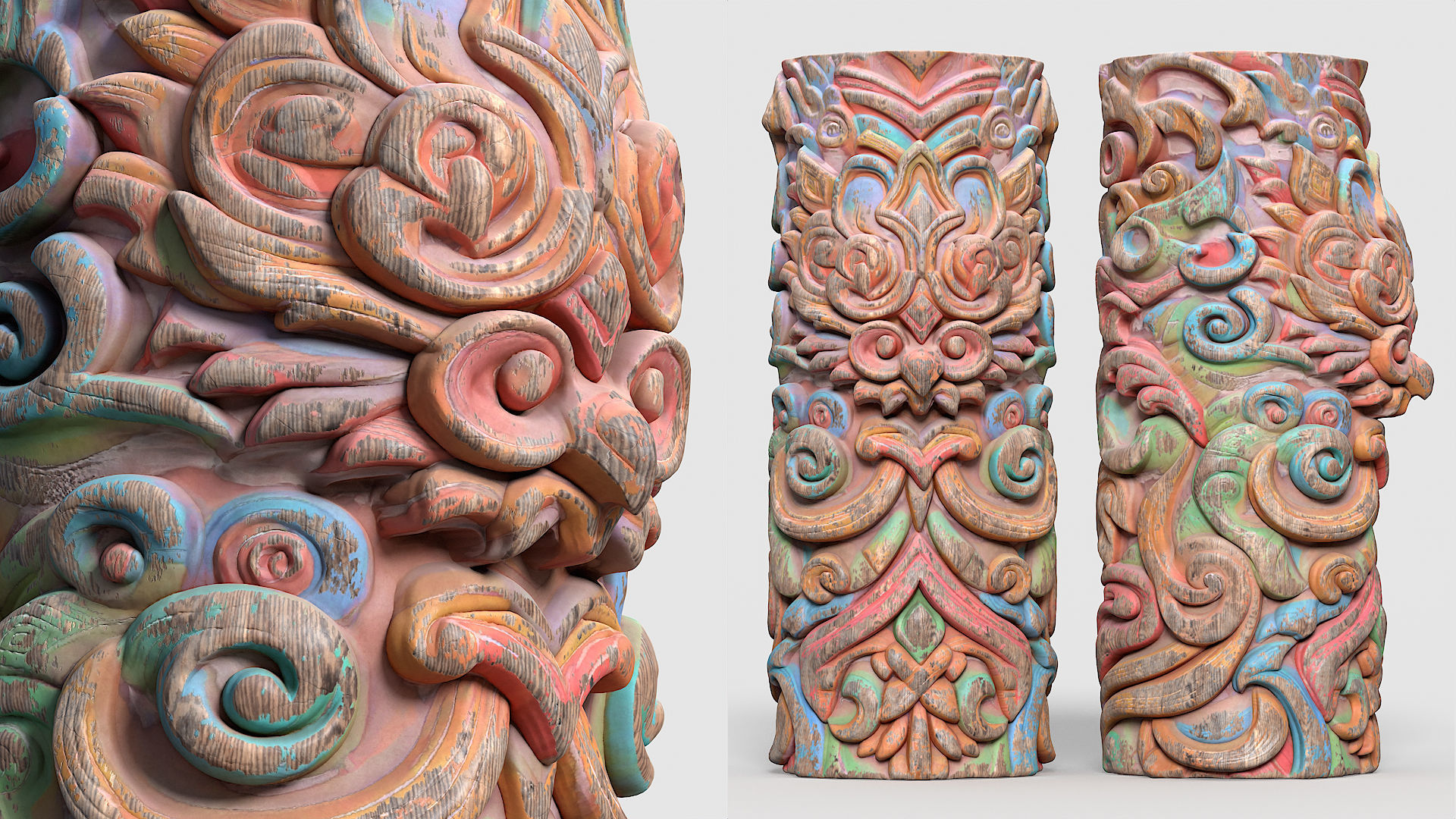 20 Modular Totem Poles - 241116 Low-poly 3D model_4