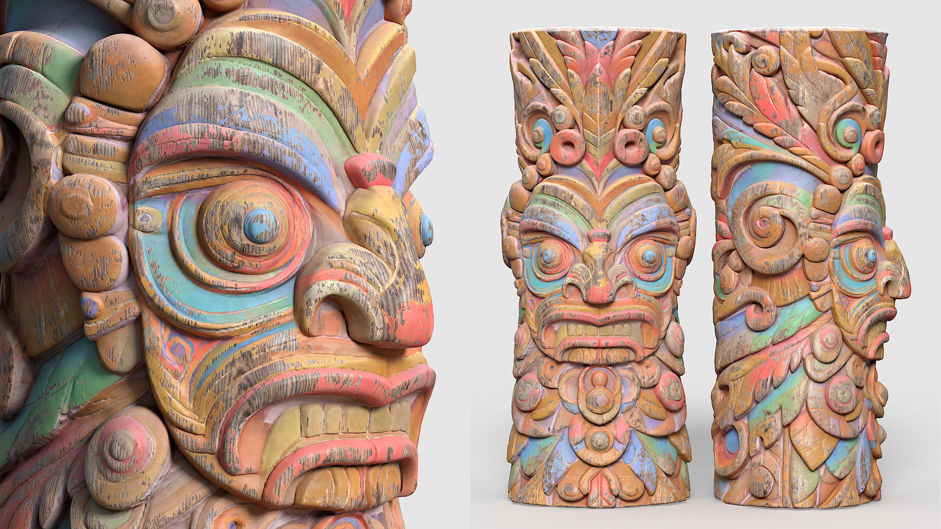 20 Modular Totem Poles - 241116 Low-poly 3D model_15