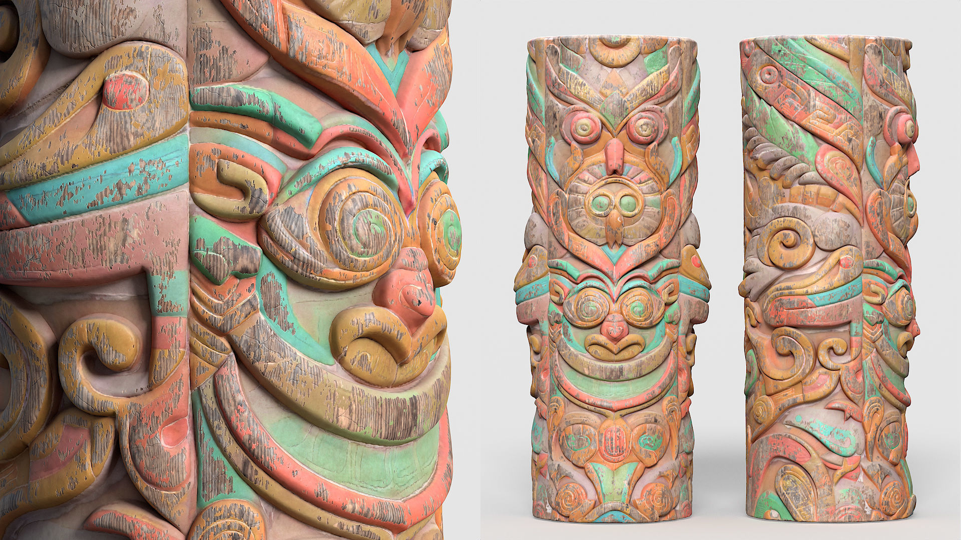 20 Modular Totem Poles - 241116 Low-poly 3D model_7