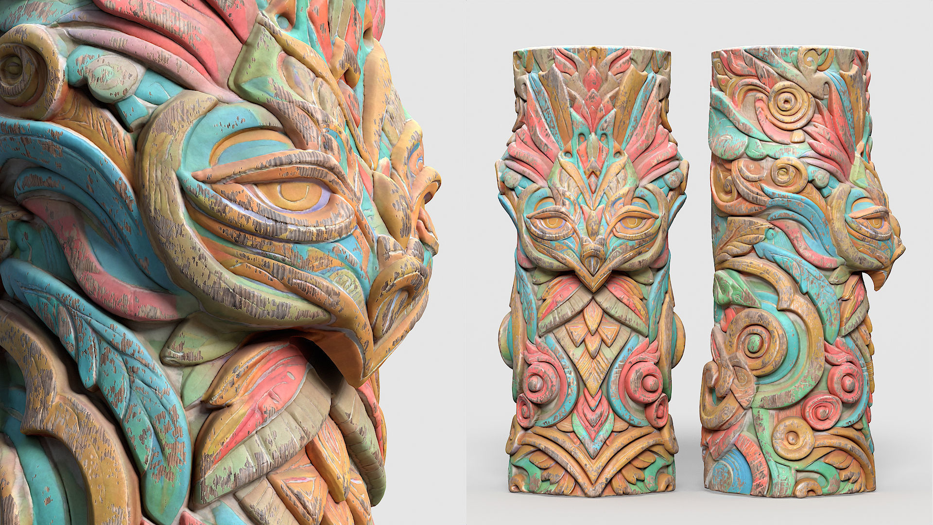 20 Modular Totem Poles - 241116 Low-poly 3D model_12