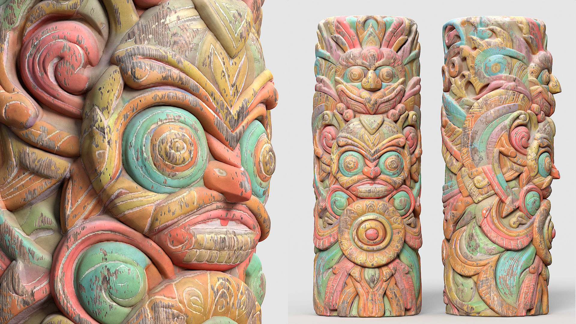 20 Modular Totem Poles - 241116 Low-poly 3D model_2