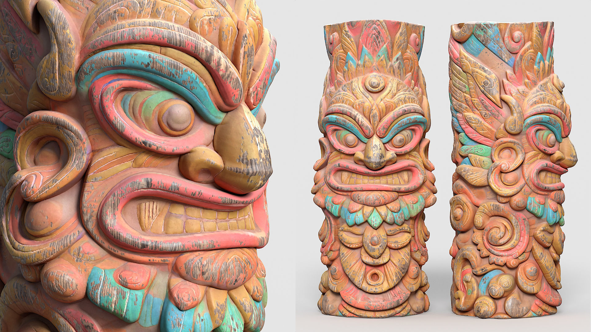 20 Modular Totem Poles - 241116 Low-poly 3D model_17