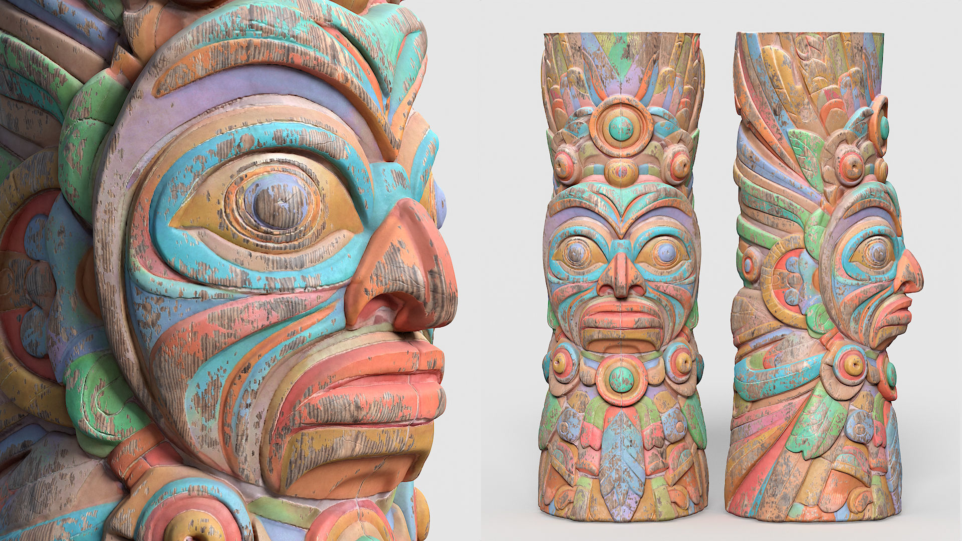 20 Modular Totem Poles - 241116 Low-poly 3D model_13