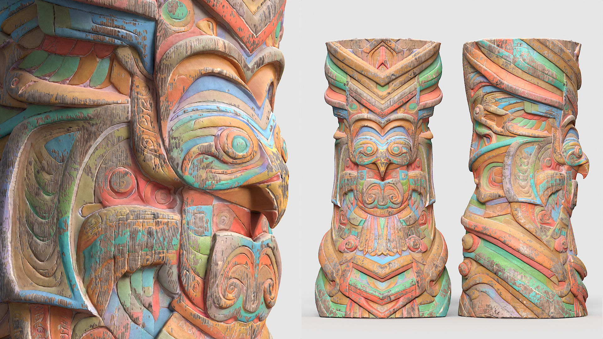 20 Modular Totem Poles - 241116 Low-poly 3D model_6