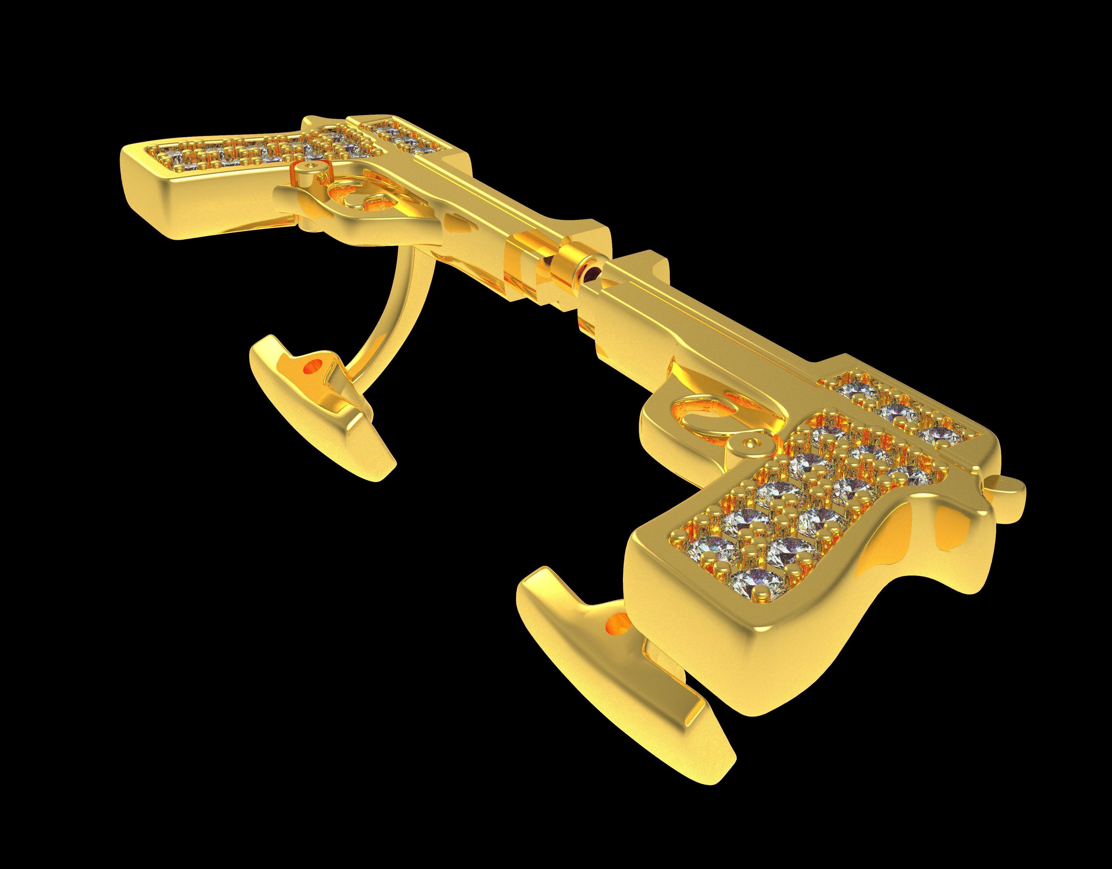 Shotgun Cufflinks 3D print model_2