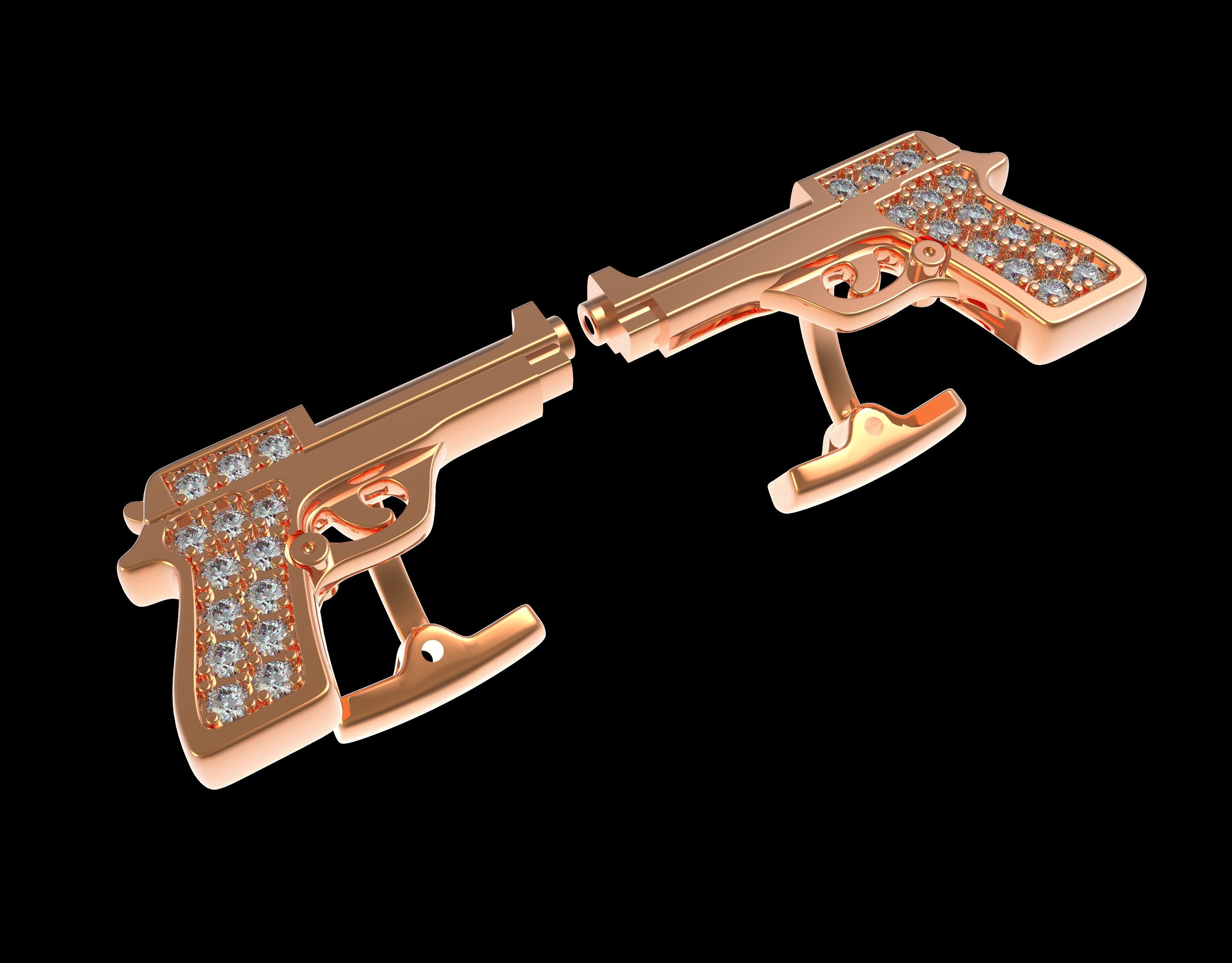 Shotgun Cufflinks 3D print model_6
