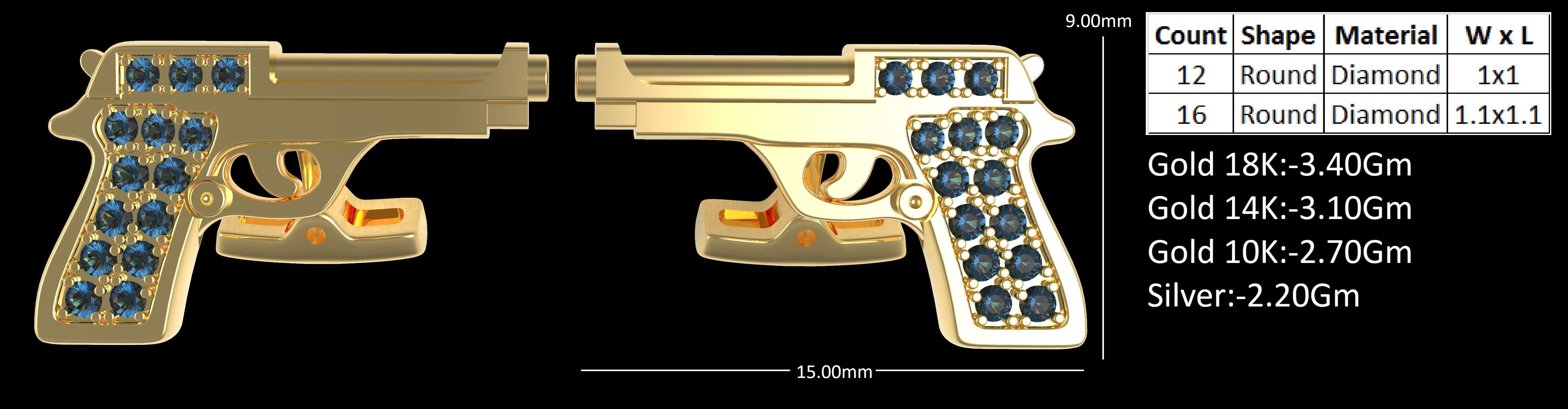 Shotgun Cufflinks 3D print model_13