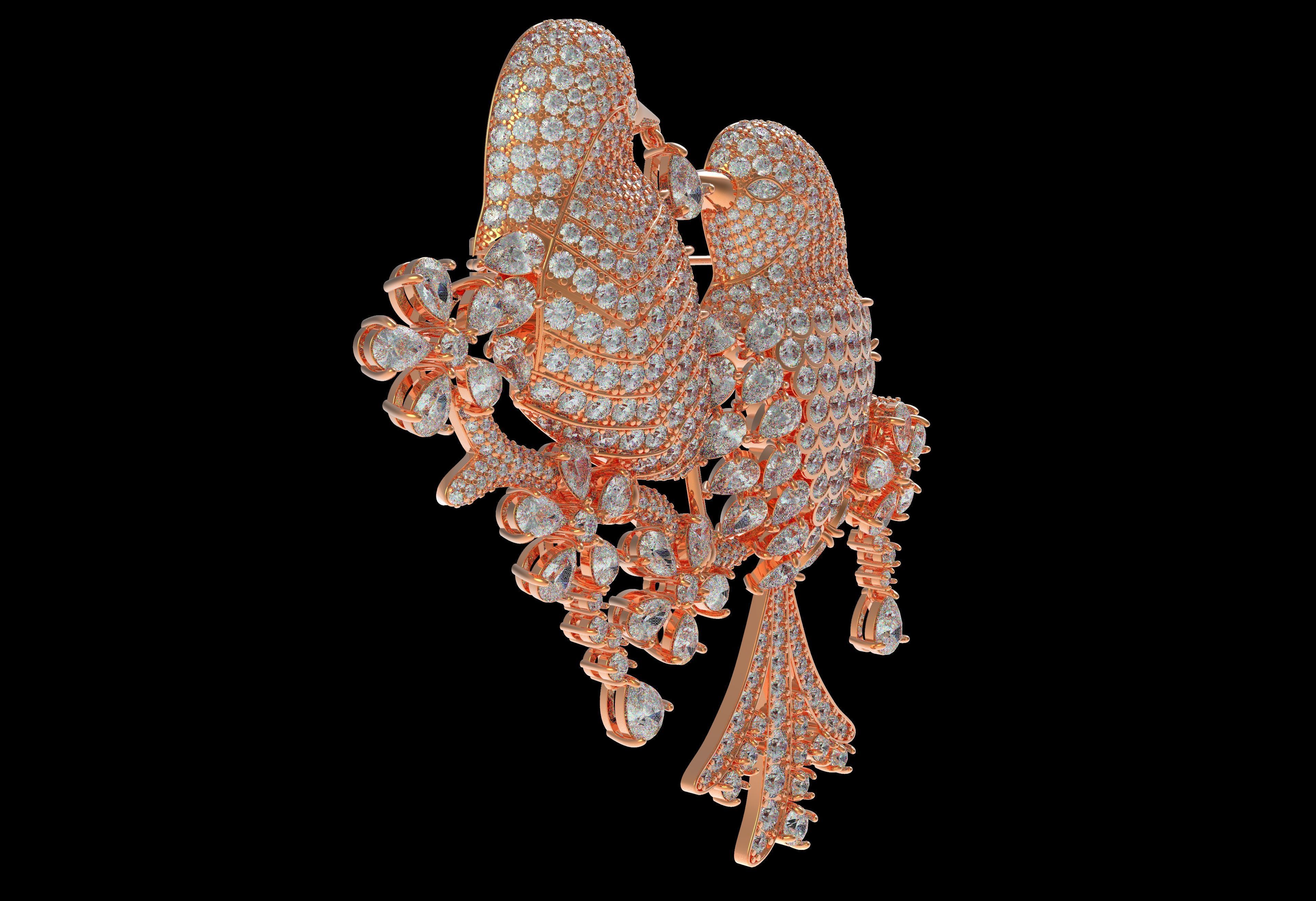 Graff Diamond Bird Brooch 3D print model_6