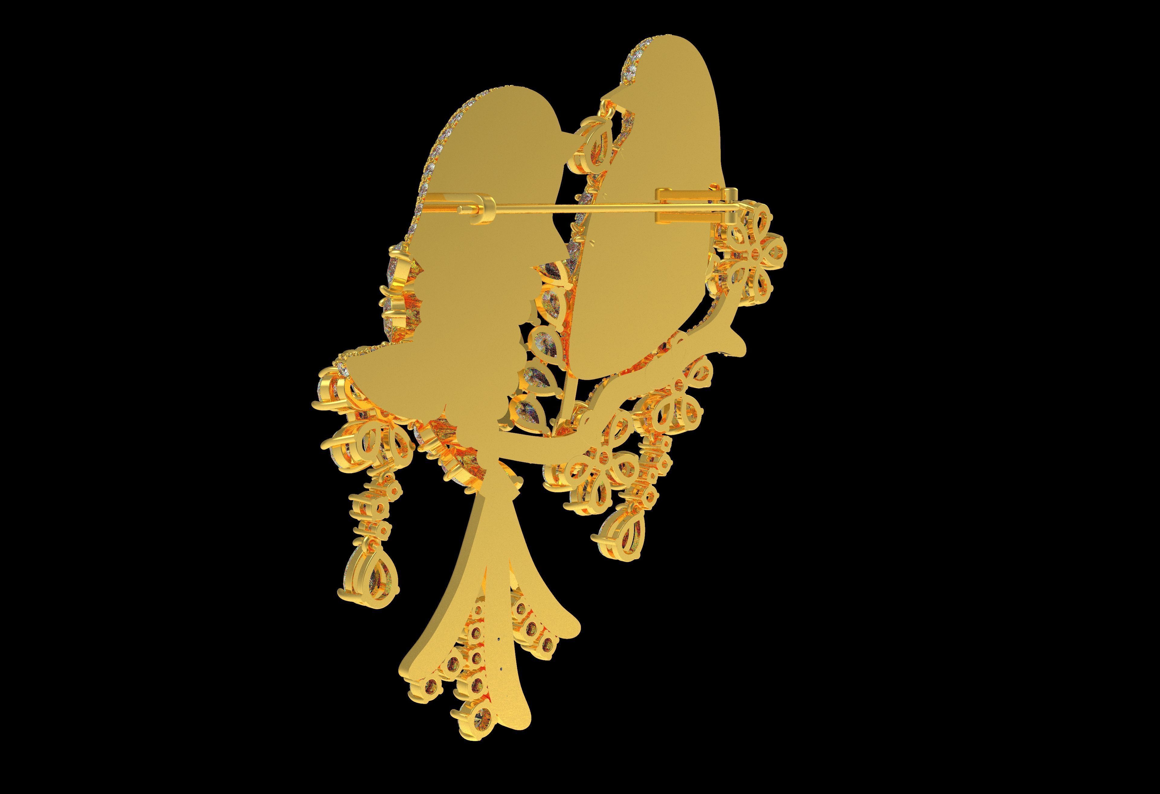 Graff Diamond Bird Brooch 3D print model_3