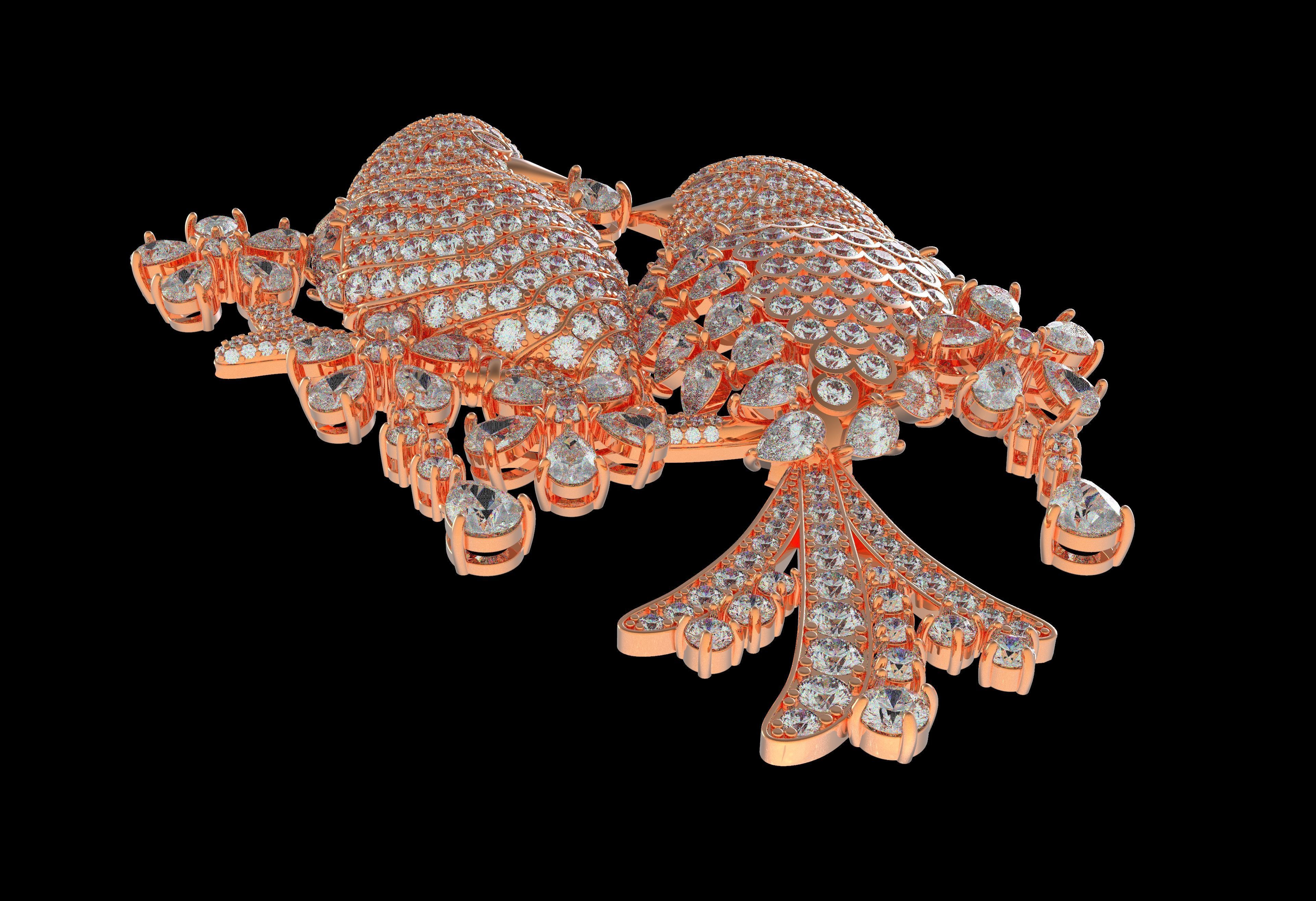 Graff Diamond Bird Brooch 3D print model_9