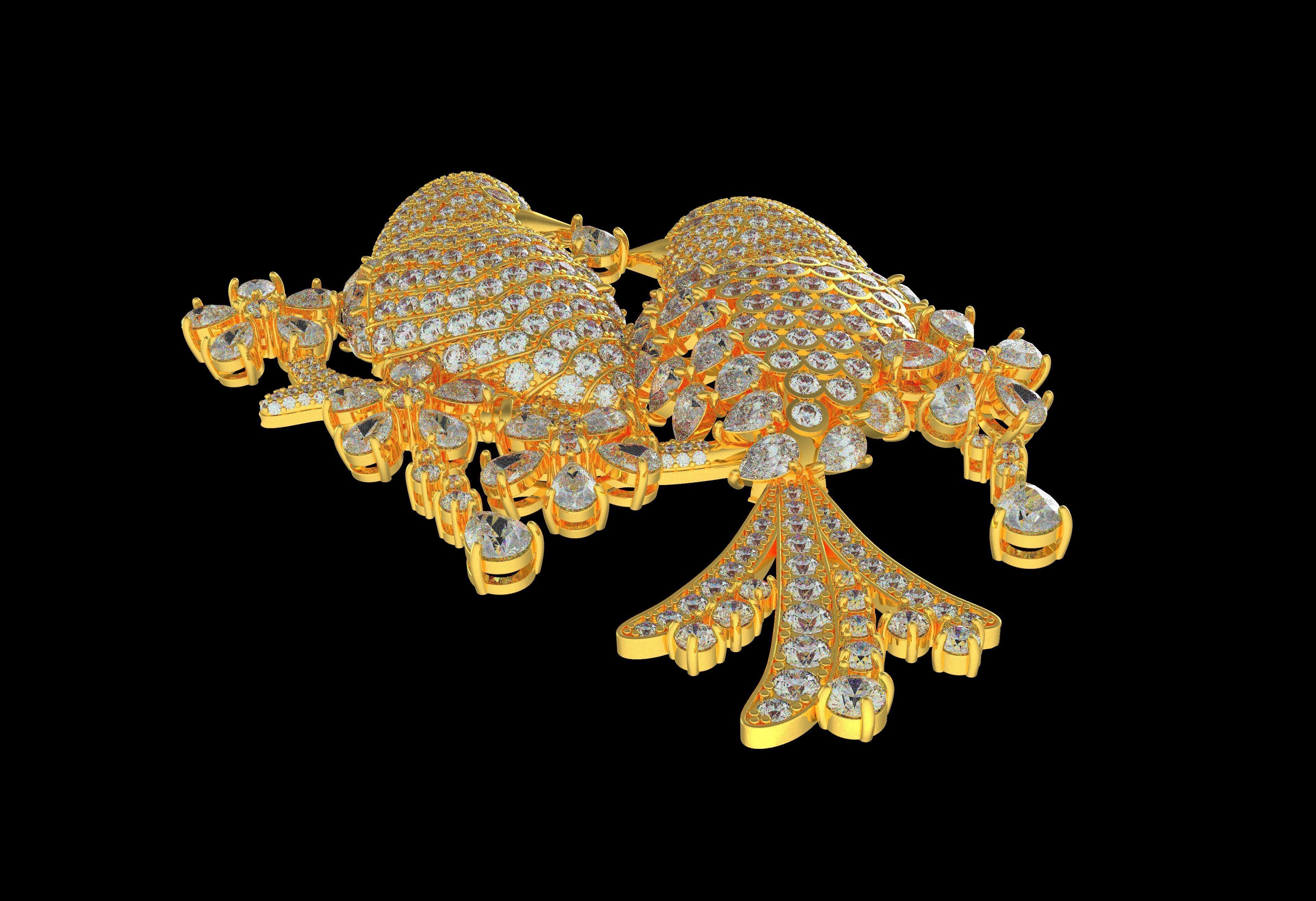 Graff Diamond Bird Brooch 3D print model_4