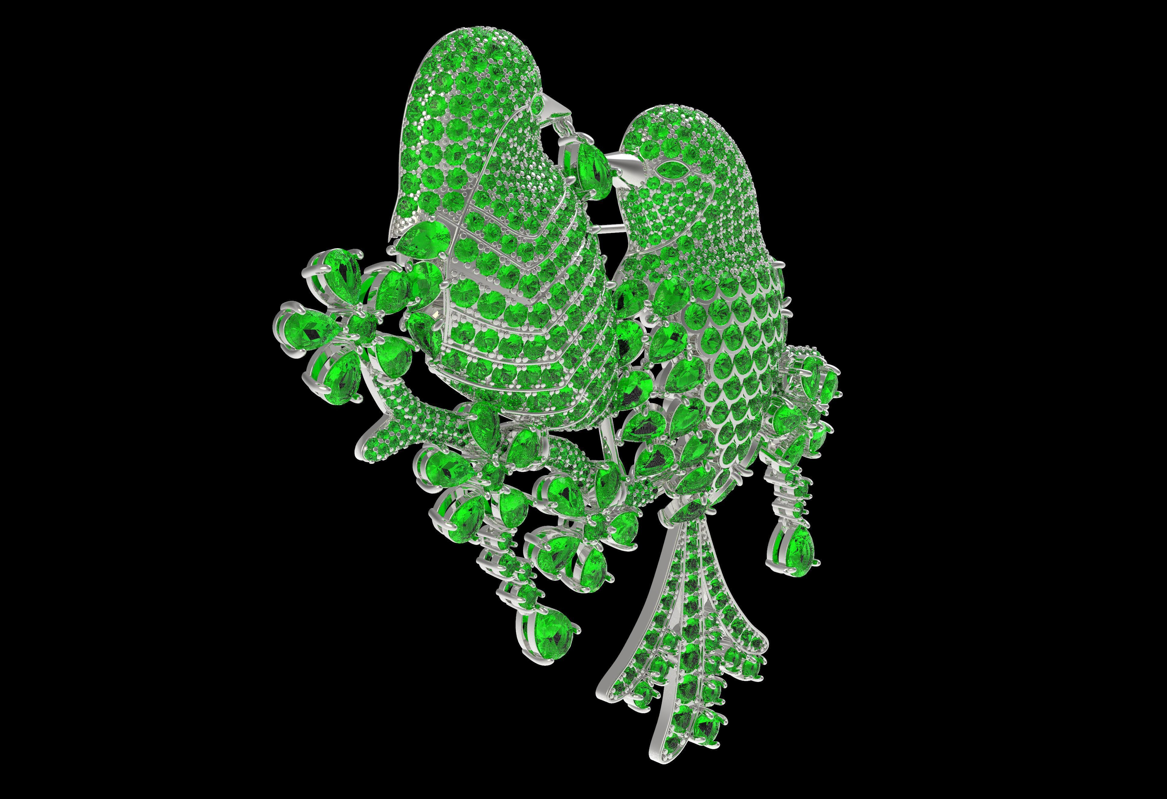 Graff Diamond Bird Brooch 3D print model_11