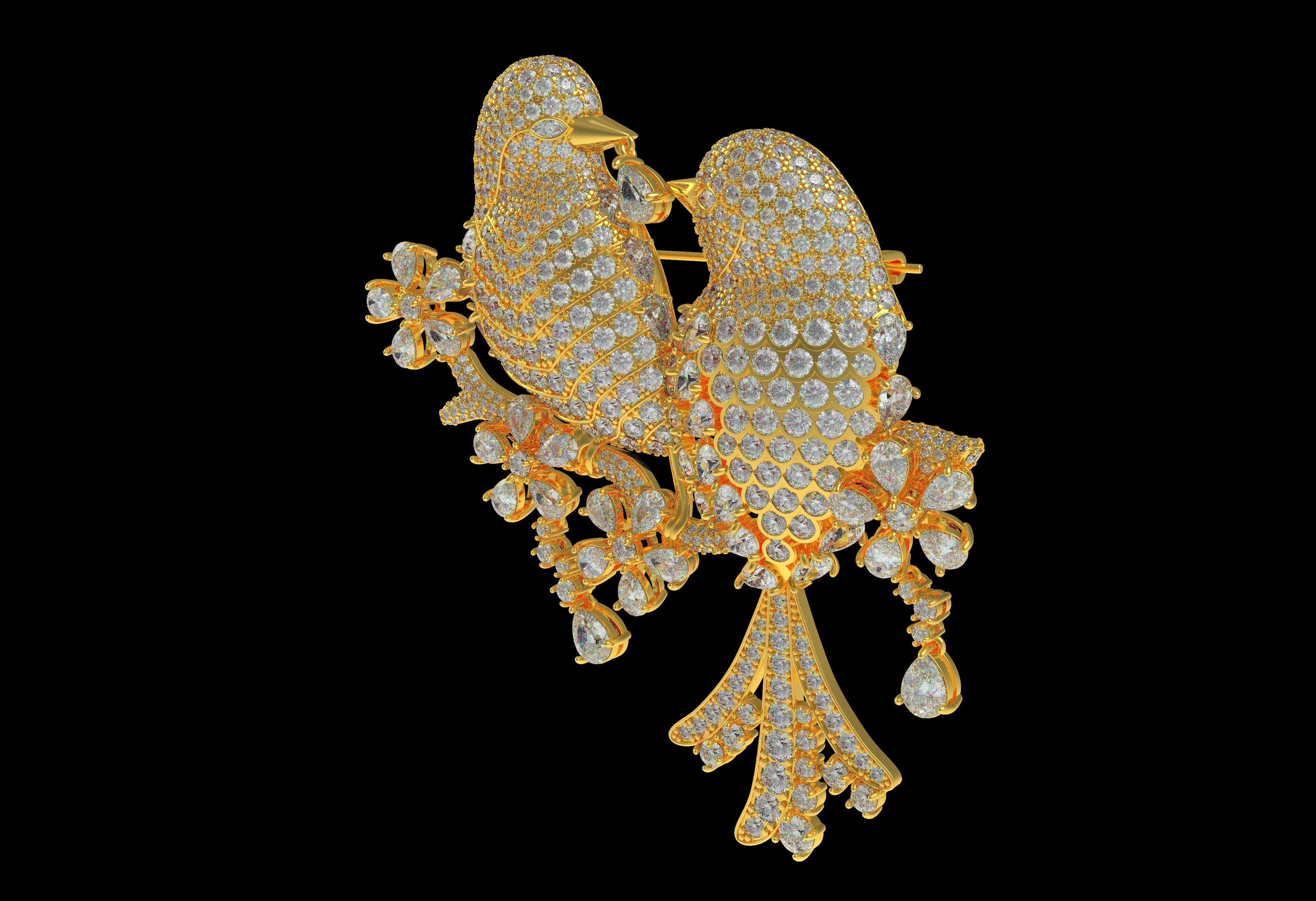 Graff Diamond Bird Brooch 3D print model_1