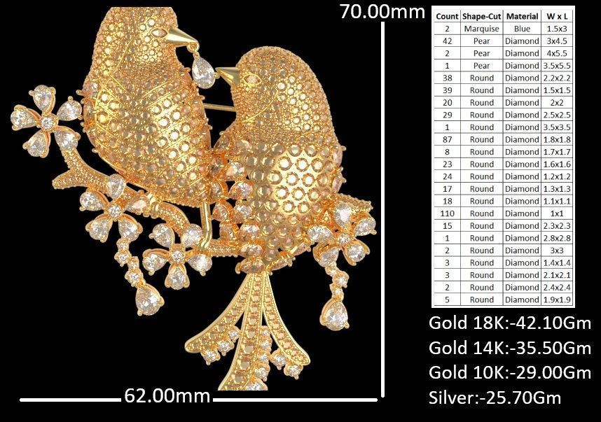 Graff Diamond Bird Brooch 3D print model_15