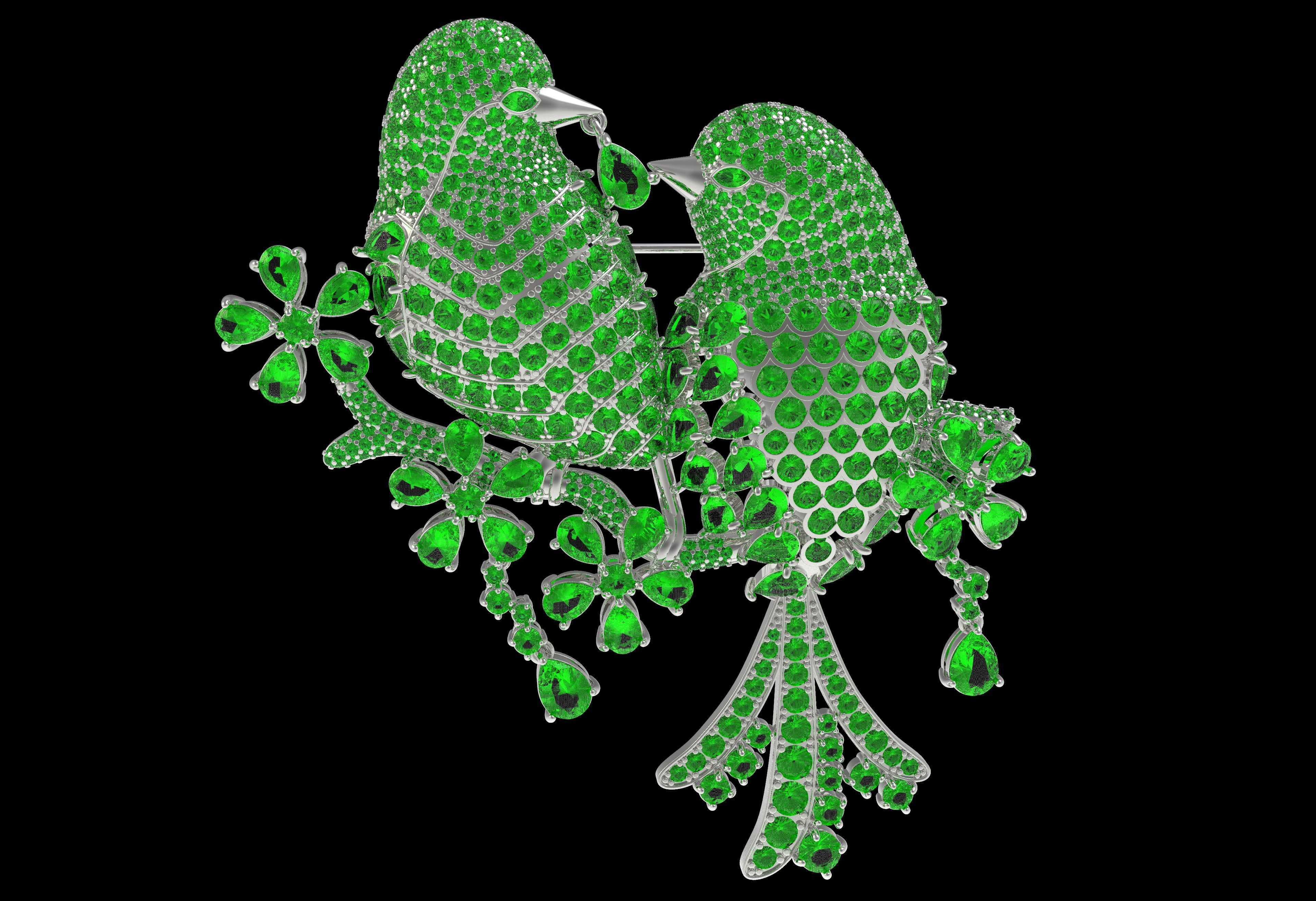 Graff Diamond Bird Brooch 3D print model_10