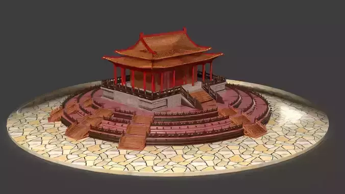 Chinese ancient palace  Low-poly 3D model