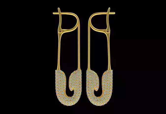 Jacob  Co Rose Gold Diamond Safety Pin Earrings