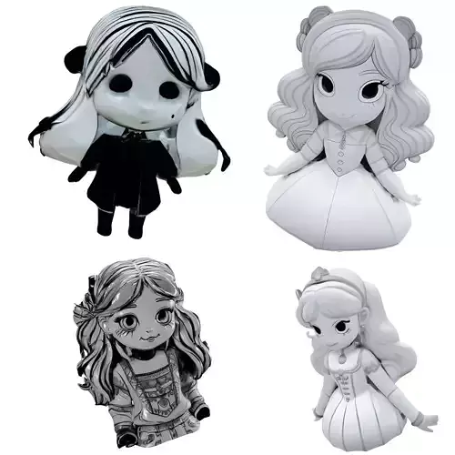 Whimsical Fantasy Character Set 3D print model