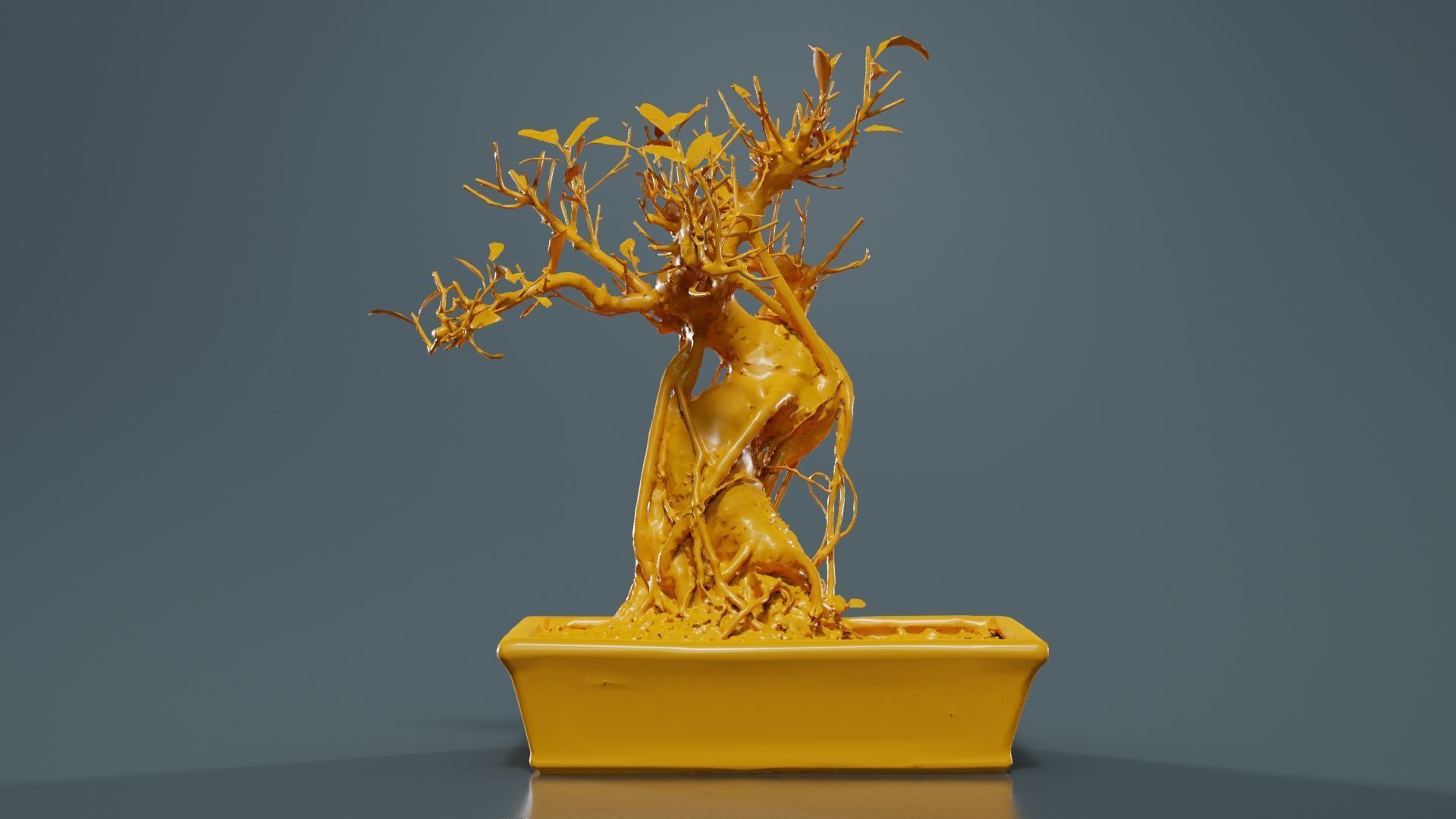 Ficus Retusa Bonsai Tree Low-poly 3D model_12