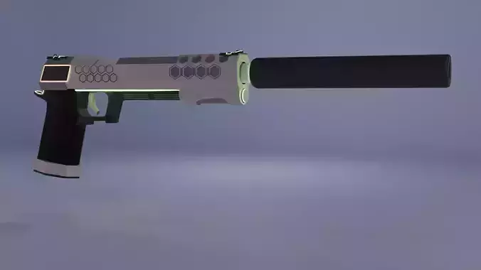Silenced Pistol - Low Poly Free low-poly 3D model