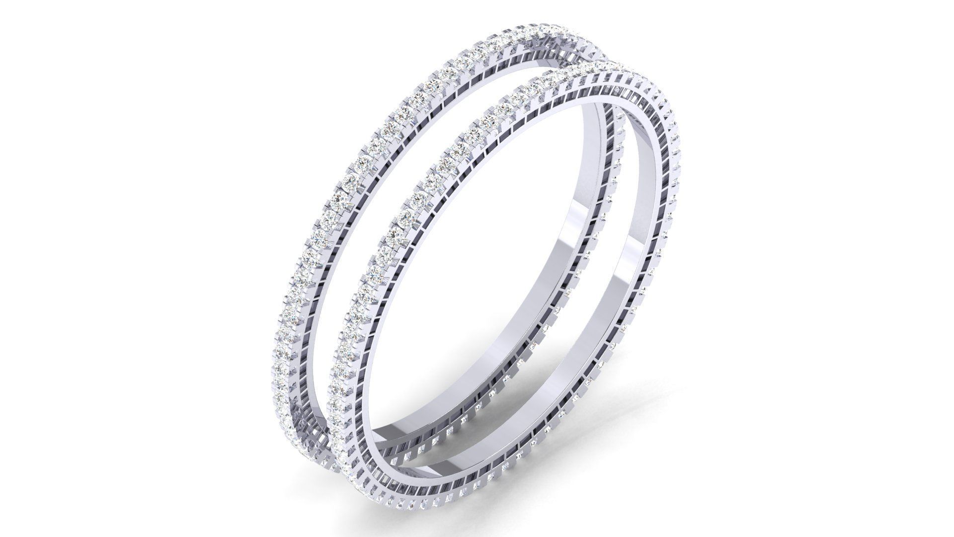 Diamond-Studded Gold Bangle Set High-Quality 3D Model 3D print model_1