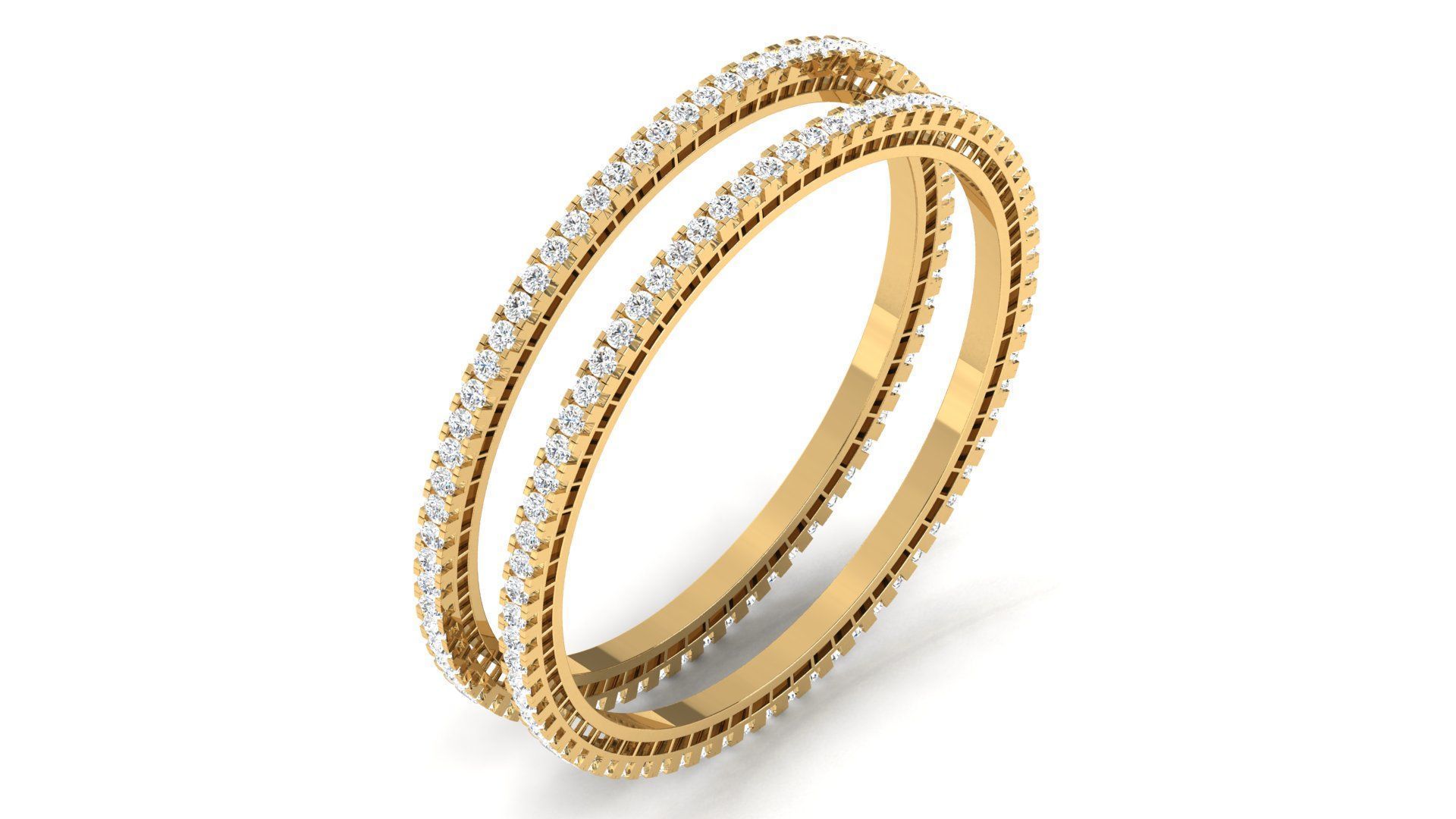 Diamond-Studded Gold Bangle Set High-Quality 3D Model 3D print model_4