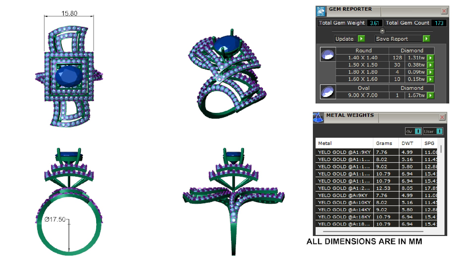 COCKTAIL RING WITH BLUE SAPPHIRE 3D print model_2