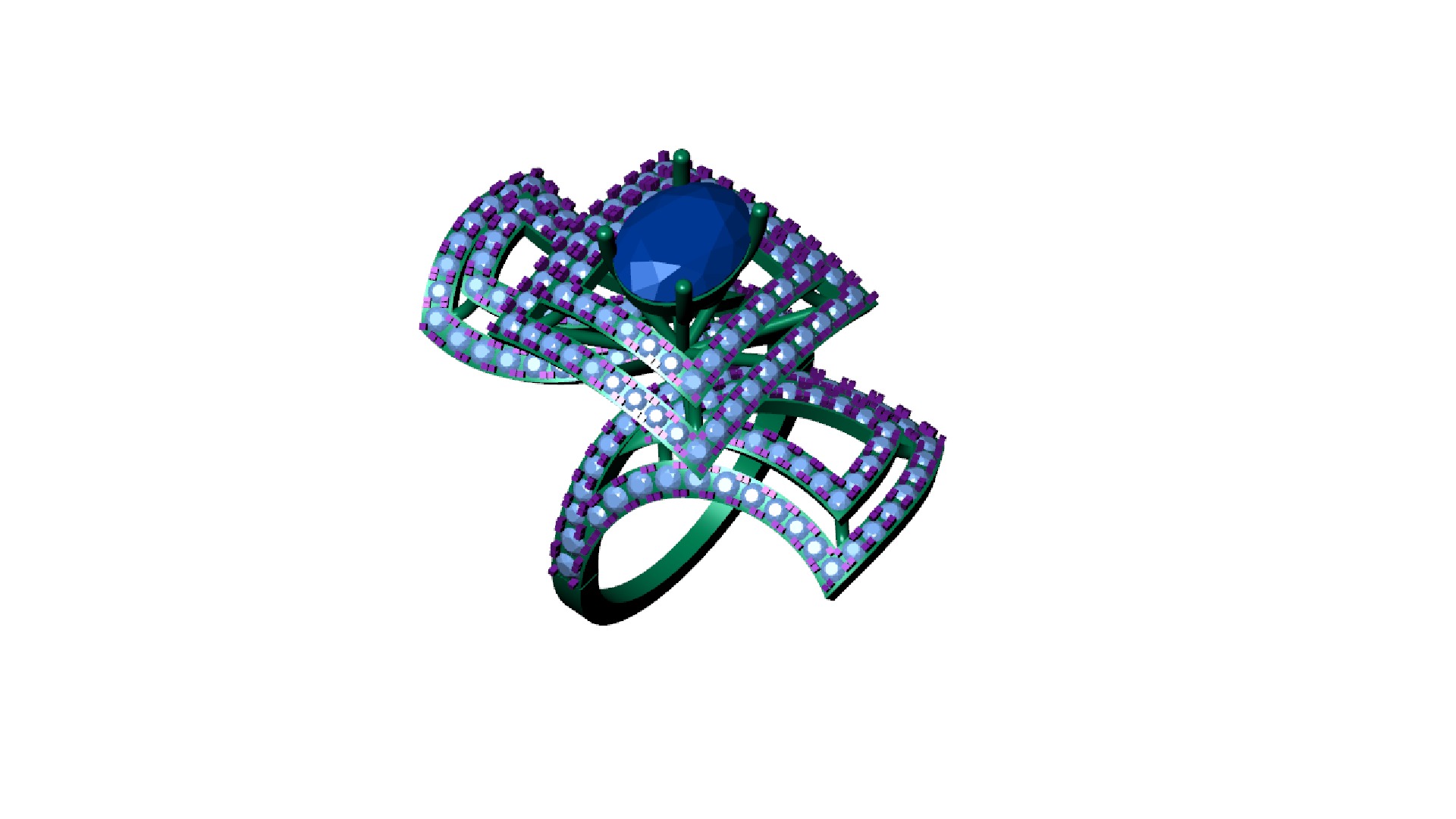 COCKTAIL RING WITH BLUE SAPPHIRE 3D print model_4