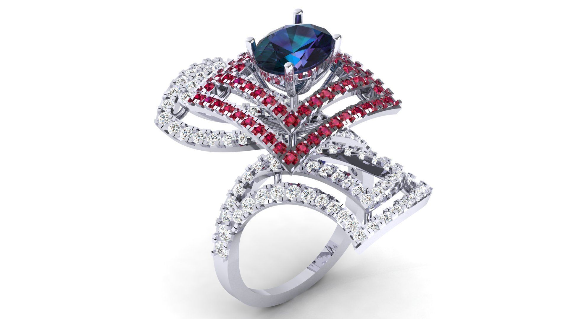 COCKTAIL RING WITH BLUE SAPPHIRE 3D print model_1