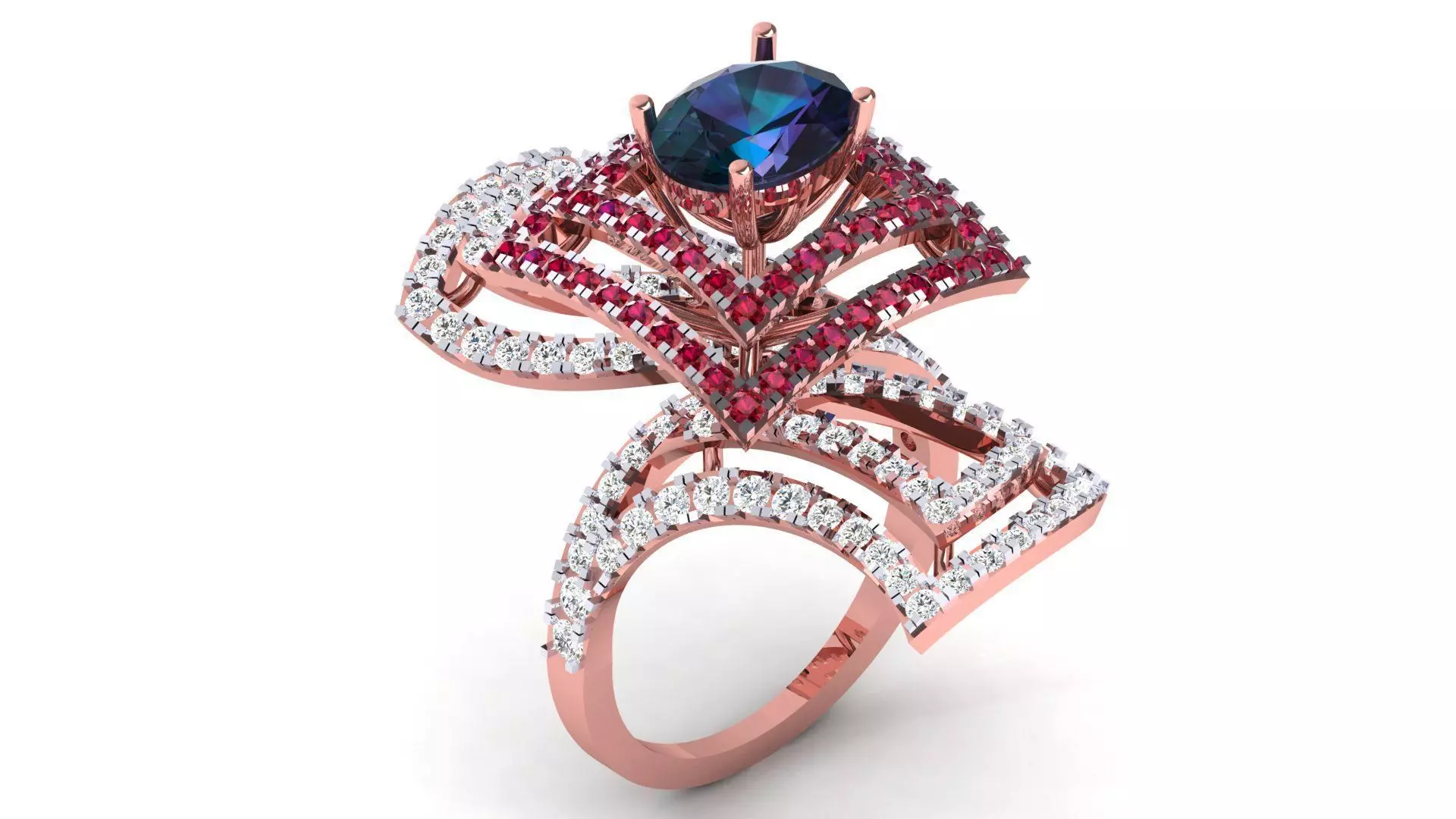 COCKTAIL RING WITH BLUE SAPPHIRE 3D print model_0