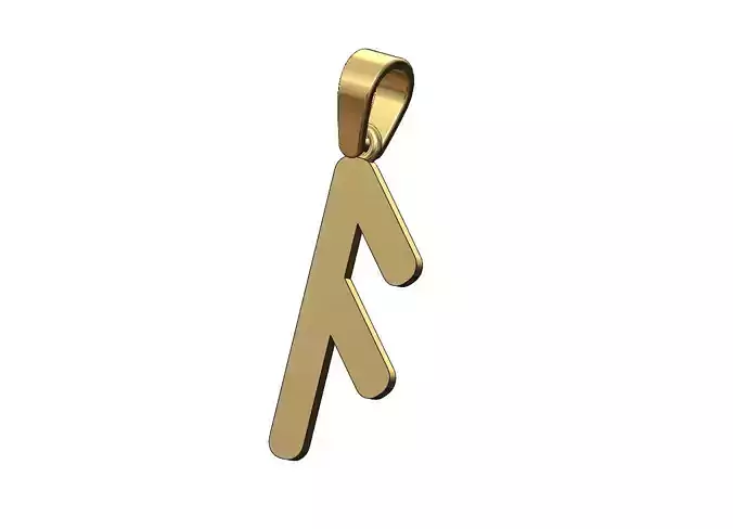 Ansuz viking runes initials alphabet pendant charm bail 3D print model