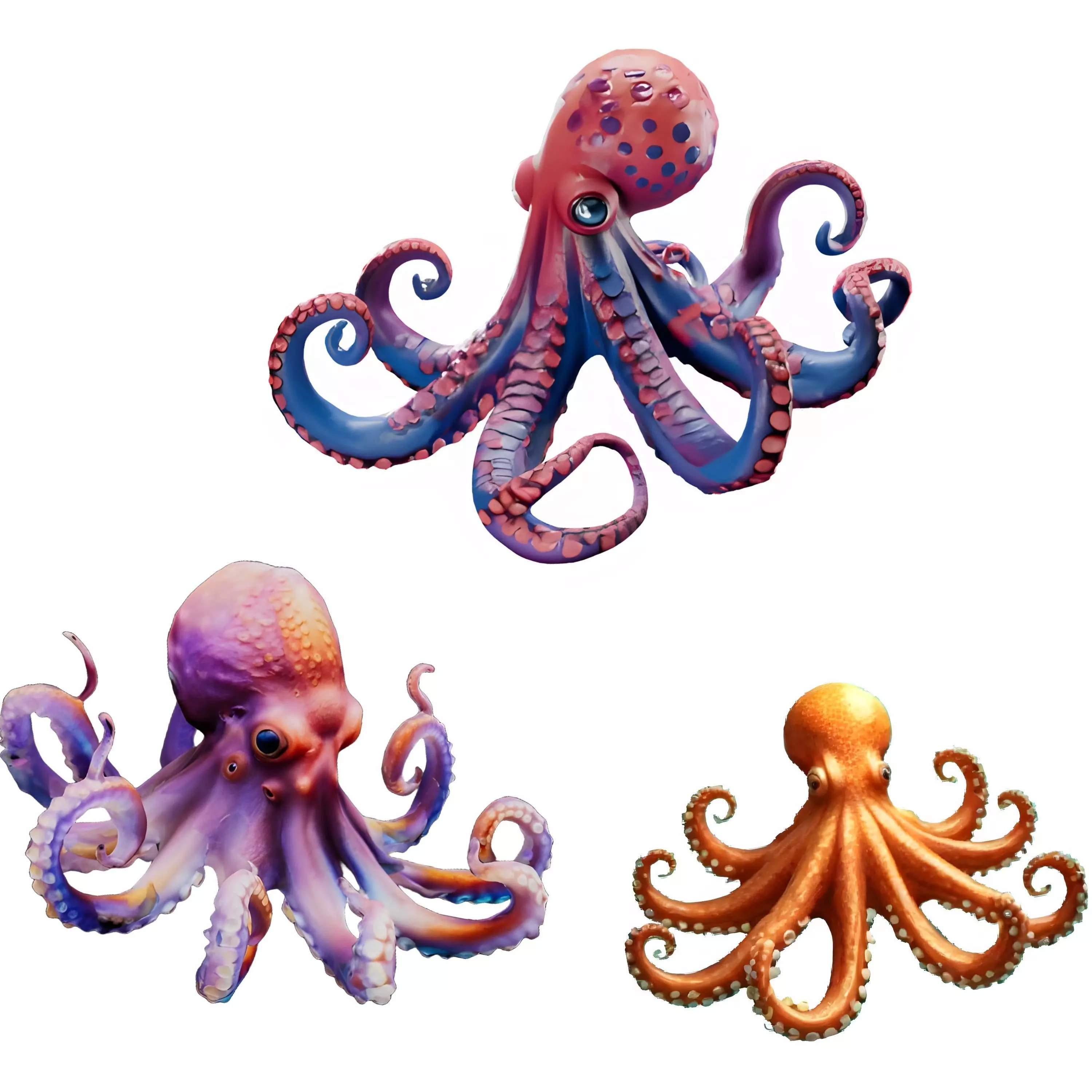 Chromatic Octopus Collection - Marine Art Series 3D print model_0
