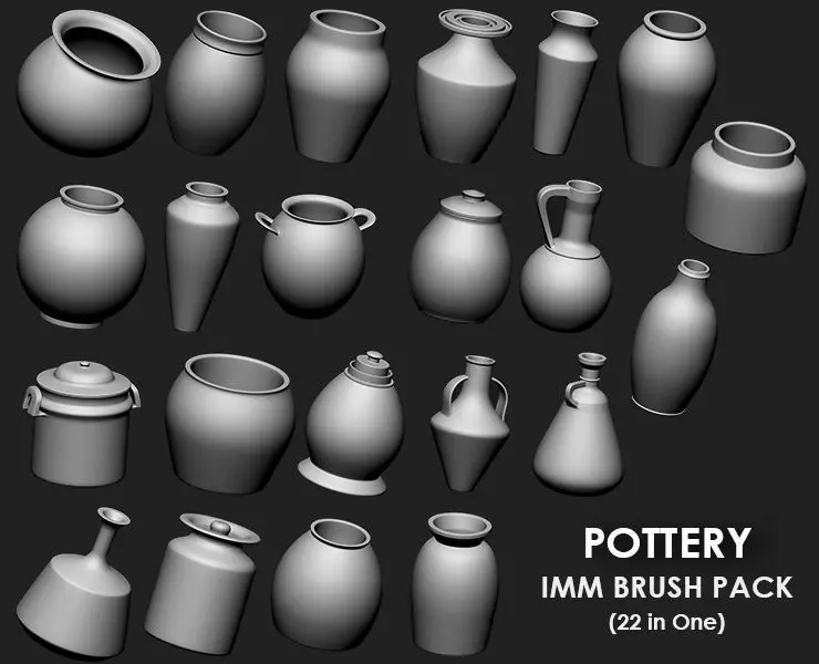 Pottery Collection IMM Brush Pack 22 in One vol 1 3D model_0
