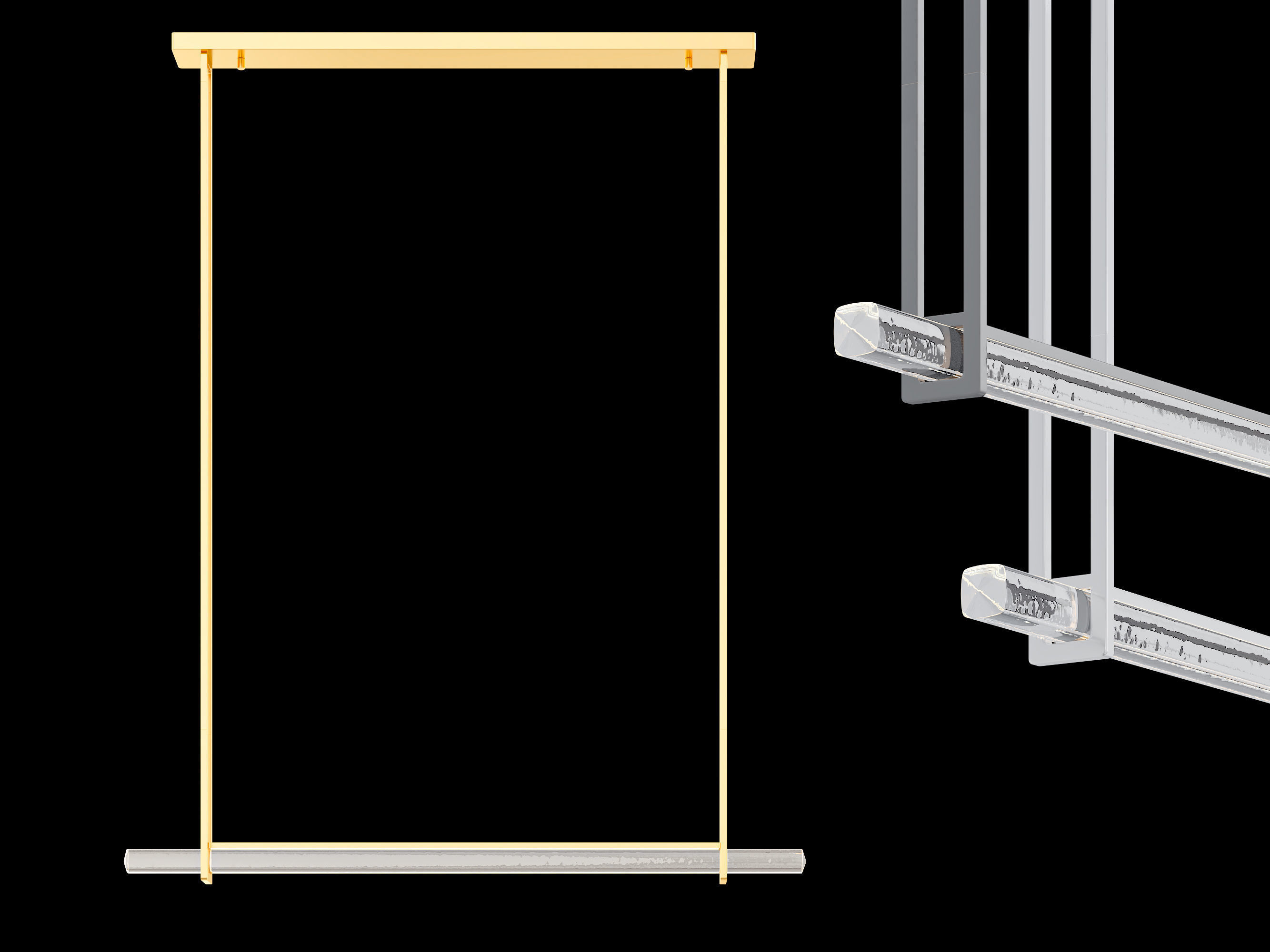 RH Audubon Single Bar Linear Chandelier 60 3D model_1