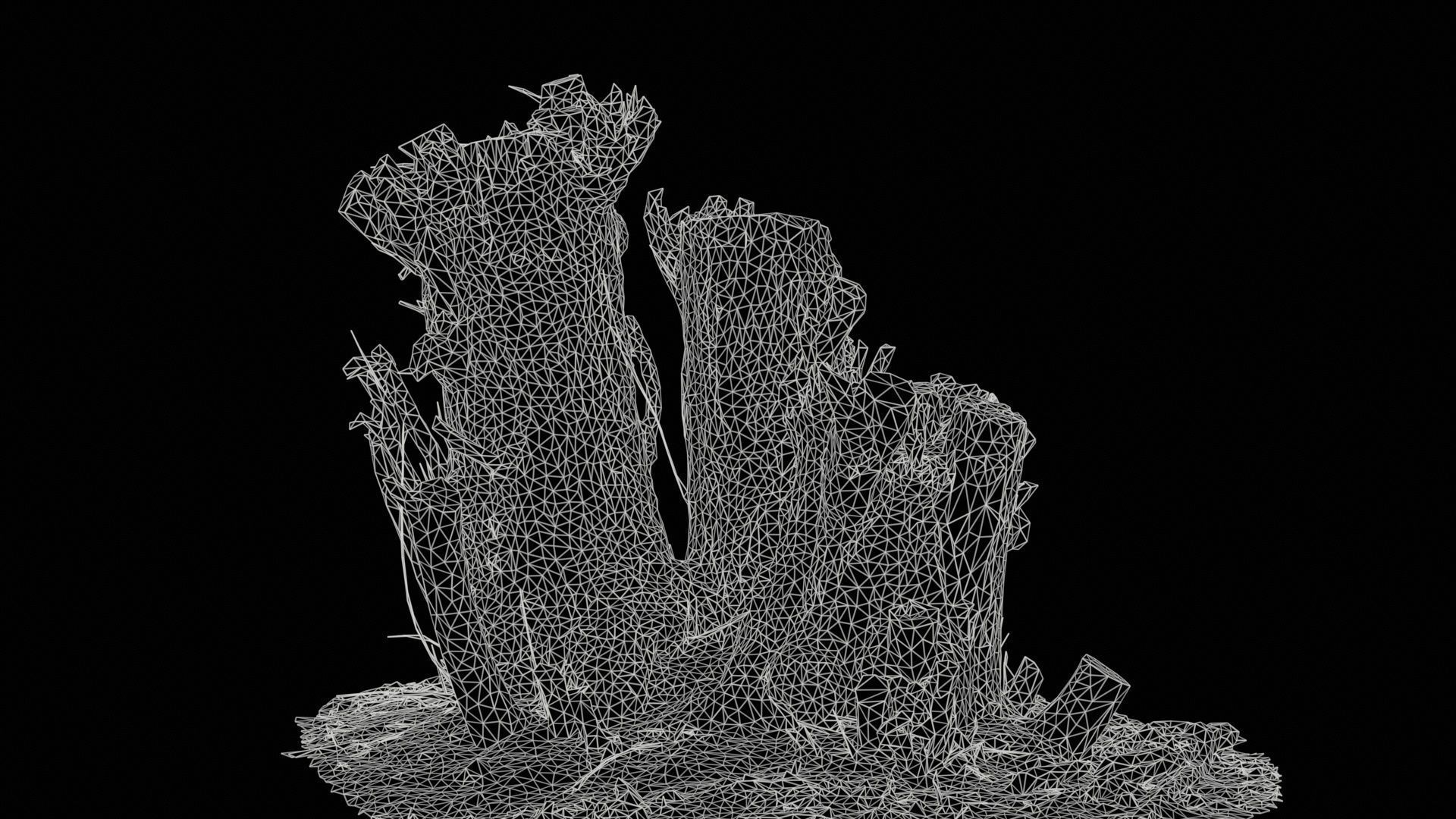 Cut Tree Tripple Stumps Low-poly 3D model_11