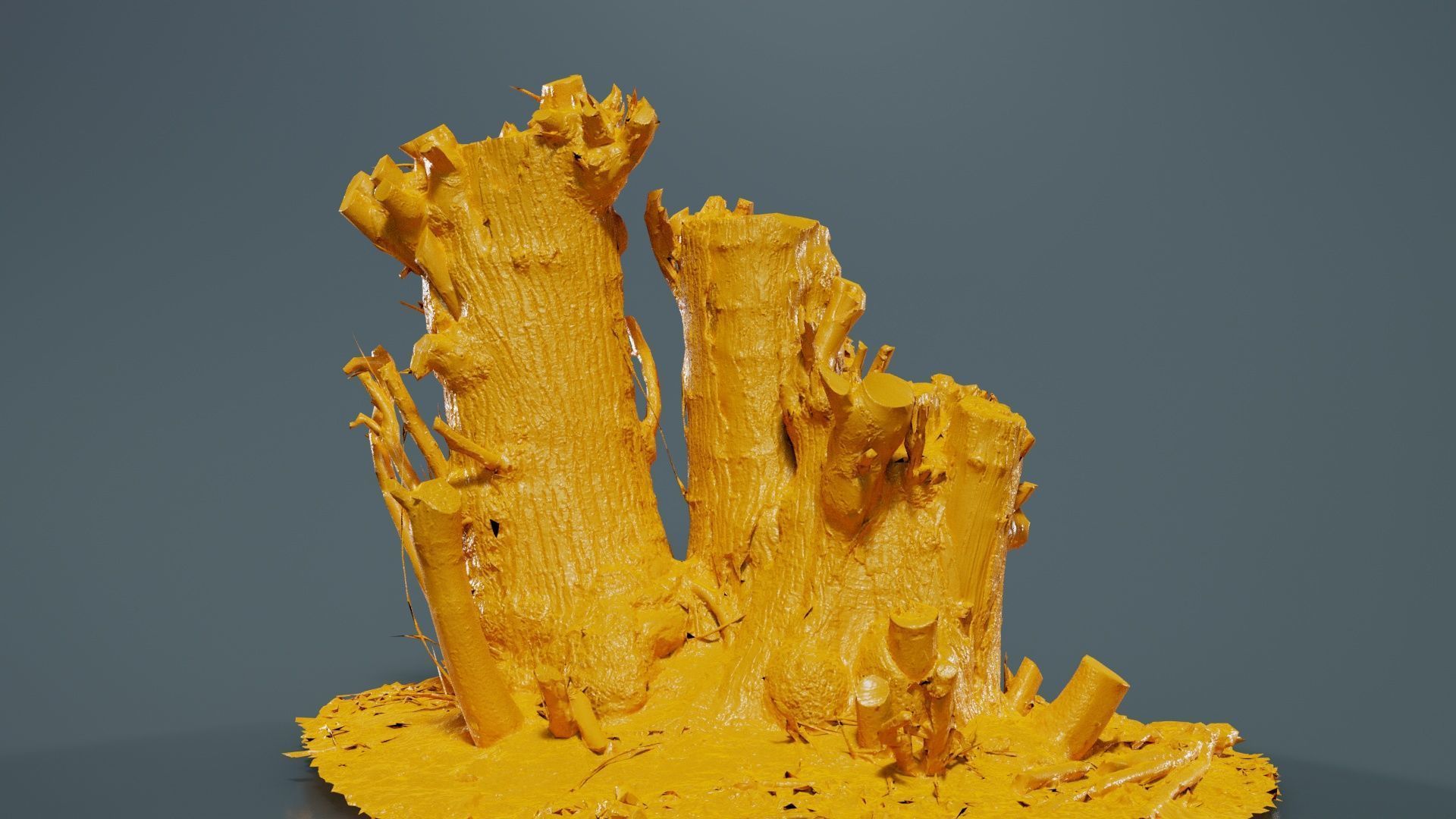 Cut Tree Tripple Stumps Low-poly 3D model_12