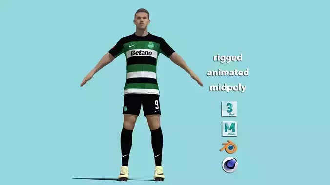 T-Pose Rigged Viktor Gyokeres Sporting Lisbon 3D model